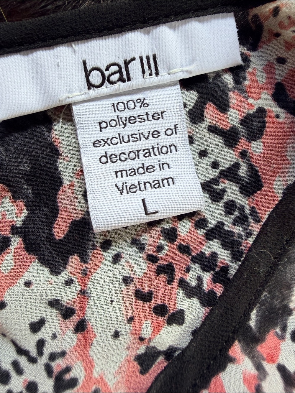 Bar III Pink Navy Abstract Ruffle Tunic Top - Picture 3 of 4